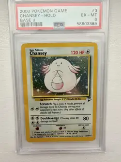 Chansey Holo PSA 6 | WOTC Pokemon Card 3/130 Base Set 2 EX-MT - Image 1