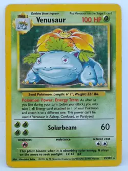 Venusaur 015/102 Base Set Unlimited Holo Vintage Pokemon Card - Image 1