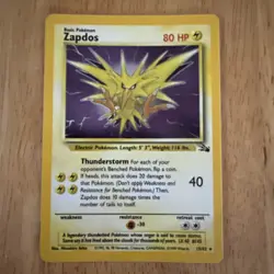 Pokemon TCG Zapdos 15/62 Fossil Unlimited Holo Rare Card 1999 Wizards Vintage - Image 1