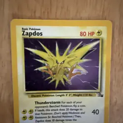 Pokemon TCG Zapdos 15/62 Fossil Unlimited Holo Rare Card 1999 Wizards Vintage - Image 2