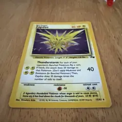 Pokemon TCG Zapdos 15/62 Fossil Unlimited Holo Rare Card 1999 Wizards Vintage - Image 3