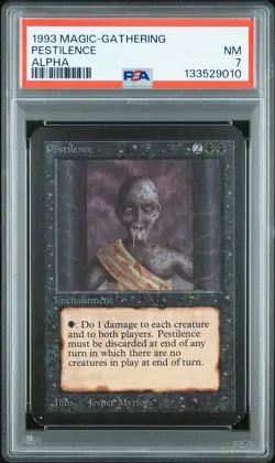 1993 Magic The Gathering MTG Alpha Pestilence - PSA 7 - Image 1