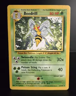 Pokemon TCG - BEEDRILL - 17/102 - RARE - UNLIMITED - WOTC - BASE SET 1999 -MP/LP - Image 1