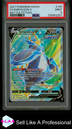 FA/EMPOLEON V BATTLE STYLES POKEMON SWORD & SHIELD BATTLE STYLES 2021 145 PSA 9 - Image 1