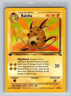 Raichu 1st Edition Pokemon TCG (29) Rare Fossil 29/62 LP - Image 1