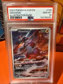 2023 POKEMON PAR EN-PARADOX RIFT ILLUSTRATION RARE #199 GROUDON PSA 10 - Image 3