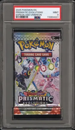 Pokemon S&V Prismatic Evolutions Espeon & Umbreon Booster Pack PSA 9 Mint - Image 1