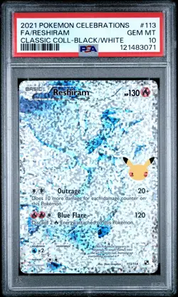 2021 POKEMON CELEBRATIONS CLASSIC COLL #113 FULL ART/RESHIRAM PSA 10 - Image 1