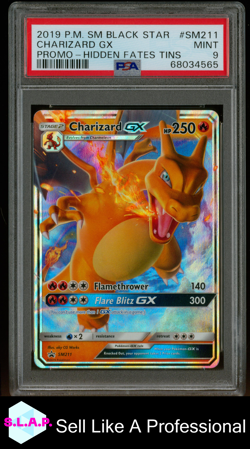CHARIZARD GX PROMO-HIDDEN FATES TINS POKEMON SM BLCK STAR PROMO 2019 SM211 PSA 9 - Image 1