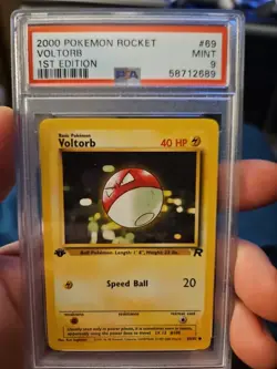 2000 Pokemon Team Rocket VOLTORB #69/82 1st Edition PSA 9 Mint - Image 1
