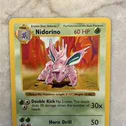 Pokemon TCG Nidorino Base Set 37/102 Regular Shadowless Uncommon - Image 3