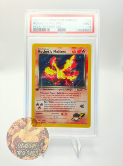 2000 POKEMON GYM HEROES #12 ROCKET'S MOLTRES HOLO-1ST EDITION [PSA 9] - Image 1