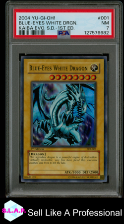 BLUE-EYES WHITE DRGN. KAIBA STARTER DECK 1ST ED. YUGIOH KAIBA EVO 2004 001 PSA 7 - Image 1