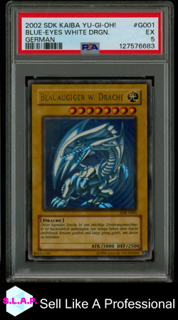 BLUE-EYES WHITE DRGN. GERMAN YU-GI-OH! STARTER DECK: KAIBA 2002 G001 PSA 5 - Image 1