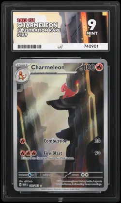 Pokemon 151 Set 2023 Charmeleon Illustration Rare Card 169/165 Ace Graded 9 - Image 1