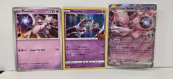 Mewtwo LOT X3 Pokemon cards Holo, Modern . Team Rocket MewtwoEX 280, 2022 Mew - Image 1