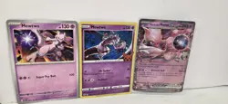 Mewtwo LOT X3 Pokemon cards Holo, Modern . Team Rocket MewtwoEX 280, 2022 Mew - Image 2