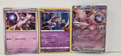Mewtwo LOT X3 Pokemon cards Holo, Modern . Team Rocket MewtwoEX 280, 2022 Mew - Image 5