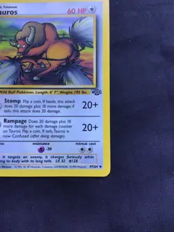 Pokemon Cards: Jungle 1st Edition Uncommon: Tauros 47/64 - Image 4