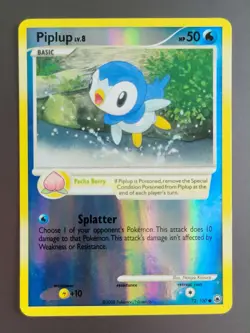 Piplup 72/100 Reverse Holo Pokemon Common Majestic Dawn Card LP - Image 1