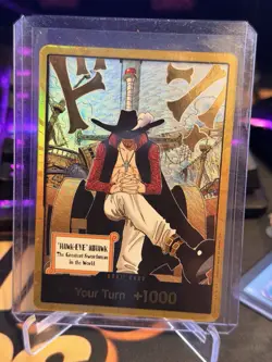 Dracule Mihawk OP14 Gold Don!! Azure Sea's Seven One Piece Card English NM - Image 1