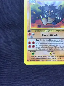 Pokemon Cards: Jungle 1st Edition Uncommon: Rhydon 45/64 - Image 5