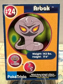 Arbok 1999 Original 151 Pokemon Burger King PokeTrivia Trading Card #24 - Image 1