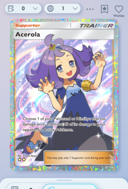 Pokemon TCG POCKET - Acerola Full Art 2⭐, Celestial Guardians, English - Image 3