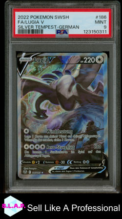 FA/LUGIA V POKEMON SWSH SILVER TEMPEST DE 2022 #186 PSA 9 - Image 1