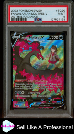 FA/GALARIAN MOLTRES V ASTRAL RADIANCE POKEMON SWSH 2022 TG20 PSA 9 - Image 1