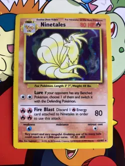 VTG Pokemon 1999 Base Set - RARE HOLO/Foil - Ninetales (12/102) MP+ - Image 1