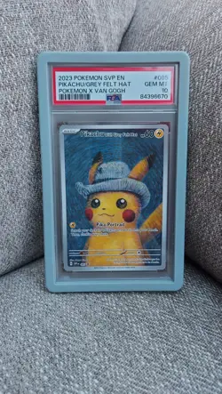 Pokemon TCG Van Gogh Museum Pikachu Felt Hat Grey 2003 #085 promo PSA 10 - Image 5
