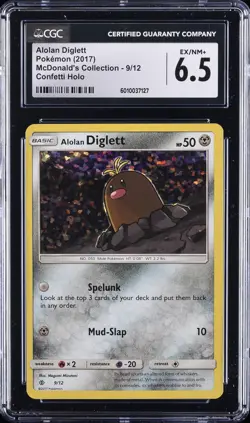 2017 POKEMON MCDONALD'S COLL, CONFETTI HOLO #9/12 ALOLAN DIGLETT CGC 6.5 - Image 1