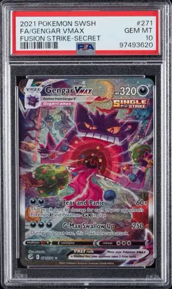 Pokemon 2021 Gengar VMAX 271/264 Alt Art Fusion Strike GEM MINT PSA 10 - Image 1