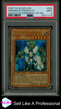 AIRKNIGHT PARSHATH YU-GI-OH! LOD LEGACY OF DARKNESS-1ST. ED. EN 2003 #062 PSA 9 - Image 1