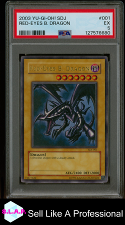 RED-EYES B. DRAGON YU-GI-OH! STARTER DECK: JOEY 2003 001 PSA 5 - Image 1