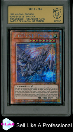 BLUE EYES JET DRAGON YUGIOH BACH-EN004 2022 BATTLE/CHAOS 1ST ED STAR RARE GSG 9 - Image 1