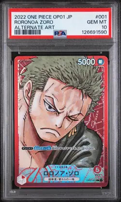 PSA 10 - Roronoa Zoro - OP01 001 AA Leader - Japanese One Piece - Romance Dawn - Image 1