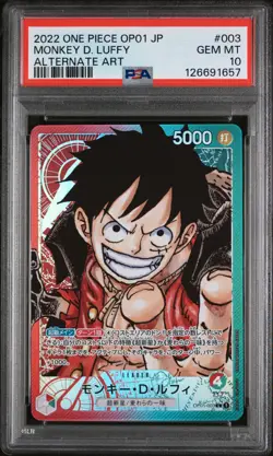 PSA 10 - Monkey D. Luffy - OP01 003 AA Leader - Japanese One Piece Romance Dawn - Image 1