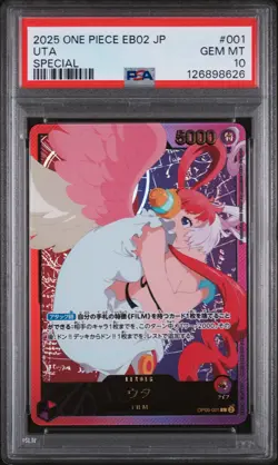 PSA 10 - Uta OP06 001 L Gold Font EB02 Japanese One Piece Anime 25th Collection - Image 1
