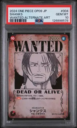 PSA 10 - Shanks - OP09 004 SP Wanted - Japanese - One Piece Card - Image 1