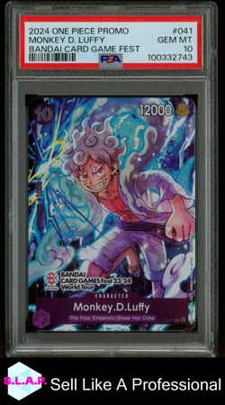 MONKEY D. LUFFY BANDAI ONE PIECE 41 2024 BANDAI CARD GAME FEST - ENGLISH PSA 10 - Image 1