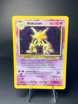 Alakazam 1/130 Base Set 2 Holo Vintage Pokemon Card Creased LP WOTC 1999 - Image 1