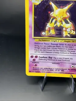 Alakazam 1/130 Base Set 2 Holo Vintage Pokemon Card Creased LP WOTC 1999 - Image 4