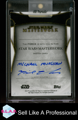 STAR WARS MASTERWORK TOPPS SKETCH CARD ENGLISH ARTIST SIGNATURE: MICHAEL MUNSHAW - Image 2