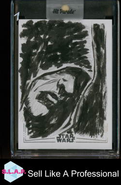 STAR WARS TOPPS STAR WARS ARTIST SIGNATURE ENGLISH SILVER FOIL SKETCH CARD - Image 1
