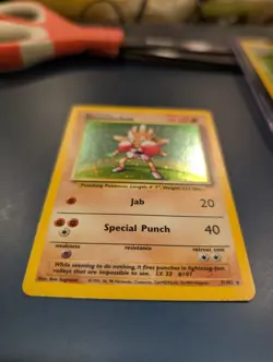 Hitmonchan 7/102 Base Set Unlimited Pokemon Card Game Holo Rare + 2 FREE CARDS - Image 3