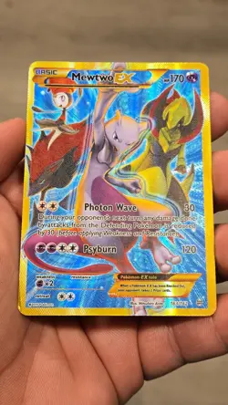 Pokemon Mewtwo EX TCG Full Art Holo Card 163/162 XY Breakthrough Secret Rare - Image 1