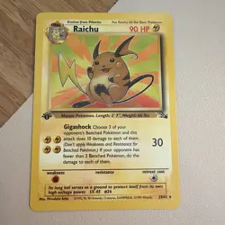 Raichu 29/62 Rare 1st Edition Fossil Pokemon Card vintage non holo - Image 1