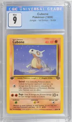Cubone 1999 Pokemon Jungle 1st Edition CGC 9 #50 - Image 1